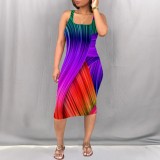 Casual Digital Printing Sleeveless Midi Dresses