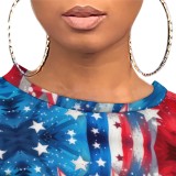 Casual Digital Printing O Neck Short Set