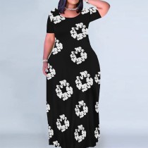 Casual Digital Printing Short Sleeve Maxi Dresses