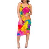 Casual Digital Printing Sleeveless Midi Dresses