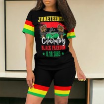 Casual Digital Printing Stitching Short Set