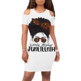 Casual Digital Printing Short Sleeve Cold Shoulder Club Dresses