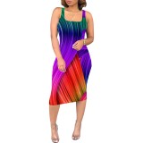Casual Digital Printing Sleeveless Midi Dresses