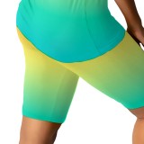 Casual Digital Printing Round Neck Short Set