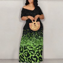 Casual Digital Printing Off The Shoulder Maxi Dresses