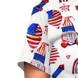 Casual Digital Printing O Neck Short Set