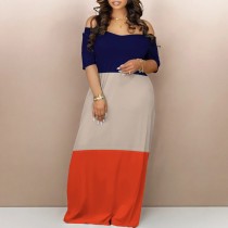 Casual Digital Printing Short Sleeve Off Shoulder Maxi Dresses