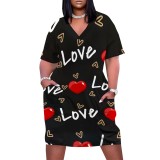 Large Size Fashion Printed Clothings V Neck Women's Midi Dresses