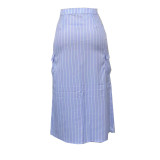 Striped Print Front Slit Bodycon High Waist Cargo Maxi Skirts