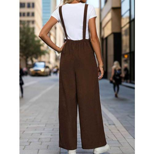 Women's Loose Fit Fashion Overalls Wide Leg Baggy Bib Overalls Jumpsuit