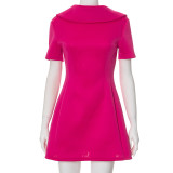 2024 Air Layer Back V Bow Short Sleeve Office Dresses