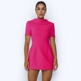 2024 Air Layer Back V Bow Short Sleeve Office Dresses