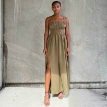 Sexy Wrapped Tube Tied Rope Backless Straps Long Slit Dress