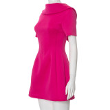 2024 Air Layer Back V Bow Short Sleeve Office Dresses