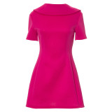 2024 Air Layer Back V Bow Short Sleeve Office Dresses