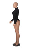Solid High Neck stitching Long Sleeves One Piece Rompers