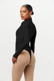 Solid High Neck stitching Long Sleeves One Piece Rompers