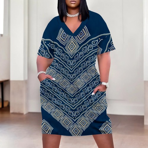 Plus Size Dress Summer Top Casual T-Shirt Midi Dresses