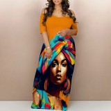 Custom Printed Women's Off Shoulder Maxi Long Dresses
