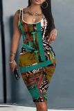 Custom Casual Printed Square Neck Sleeveless Midi Dress
