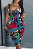 Custom Casual Printed Square Neck Sleeveless Midi Dress