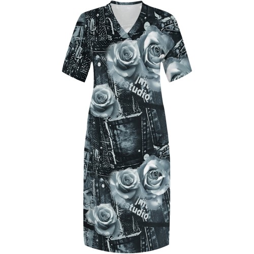 Custom Large Size Casual Printed Outfits V Neck Maxi Dress