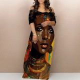 Custom Printed Women's Off Shoulder Maxi Long Dresses