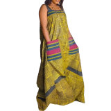 Casua Graphic Print Square Neck Sleeveless Irregular Hem Maxi Dress
