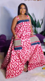 Casua Graphic Print Square Neck Sleeveless Irregular Hem Maxi Dress