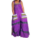 Casua Graphic Print Square Neck Sleeveless Irregular Hem Maxi Dress
