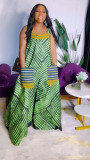 Casua Graphic Print Square Neck Sleeveless Irregular Hem Maxi Dress