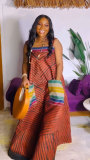 Casua Graphic Print Square Neck Sleeveless Irregular Hem Maxi Dress