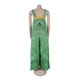 Casua Graphic Print Square Neck Sleeveless Irregular Hem Maxi Dress