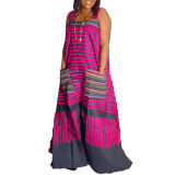 Casua Graphic Print Square Neck Sleeveless Irregular Hem Maxi Dress