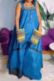 Casua Graphic Print Square Neck Sleeveless Irregular Hem Maxi Dress