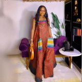 Casua Graphic Print Square Neck Sleeveless Irregular Hem Maxi Dress
