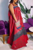 Casua Graphic Print Square Neck Sleeveless Irregular Hem Maxi Dress