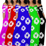 Casual Printed Off Shoulder Long Dresses