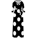 Casual Polka Dots Print V Neck Maxi Dresses