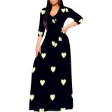 Casual Polka Dots Print V Neck Maxi Dresses