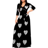 Casual Polka Dots Print V Neck Maxi Dresses