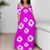 Casual Printed Off Shoulder Long Dresses