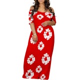 Casual Printed Off Shoulder Long Dresses