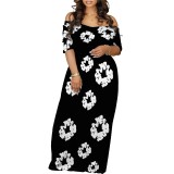 Casual Printed Off Shoulder Long Dresses