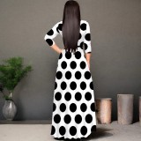 Casual Polka Dots Print V Neck Maxi Dresses