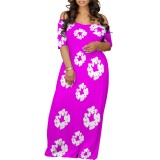 Casual Printed Off Shoulder Long Dresses