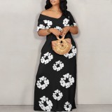 Casual Printed Off Shoulder Long Dresses