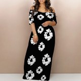 Casual Printed Off Shoulder Long Dresses