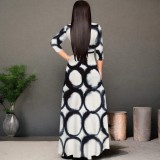 Casual Polka Dots Print V Neck Maxi Dresses