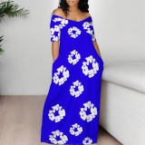 Casual Printed Off Shoulder Long Dresses